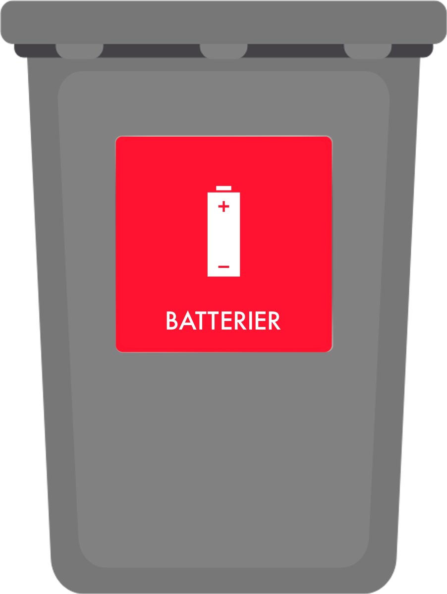 Affaldspiktogram udendørs 12x12cm alu, Batterier