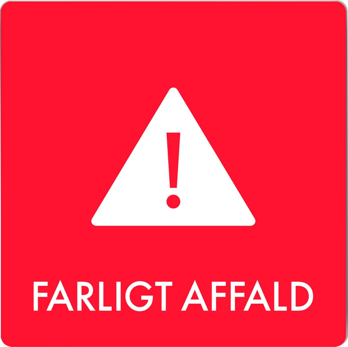 Affaldspiktogram udendørs 12x12 alu, Farligt Aff.