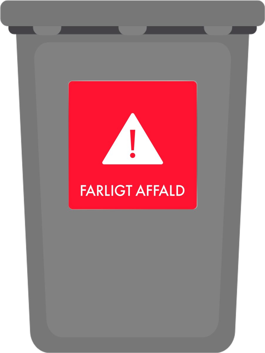 Affaldspiktogram udendørs 12x12 alu, Farligt Aff.