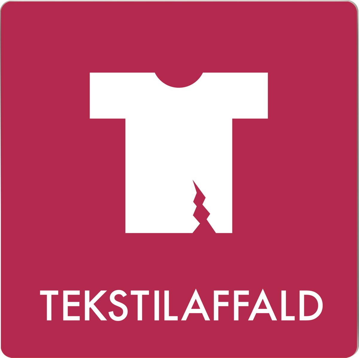 Affaldspiktogram udendørs 12x12 alu, Tekstilaffald