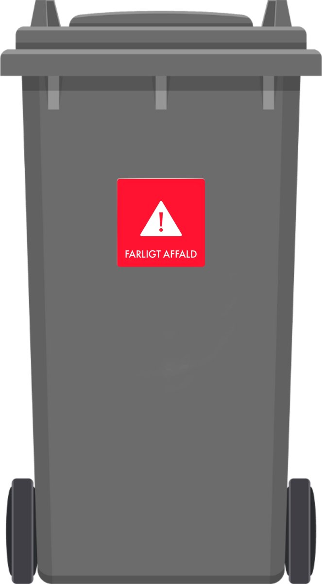 Affaldspiktogram udendørs 12x12 alu, Farligt Aff.