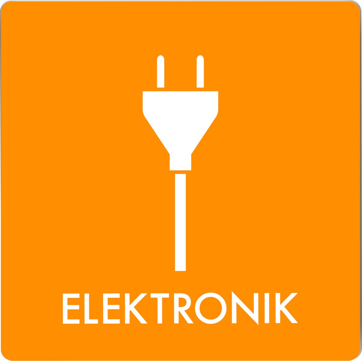 Affaldspiktogram udendørs 12x12cm alu, Elektronik