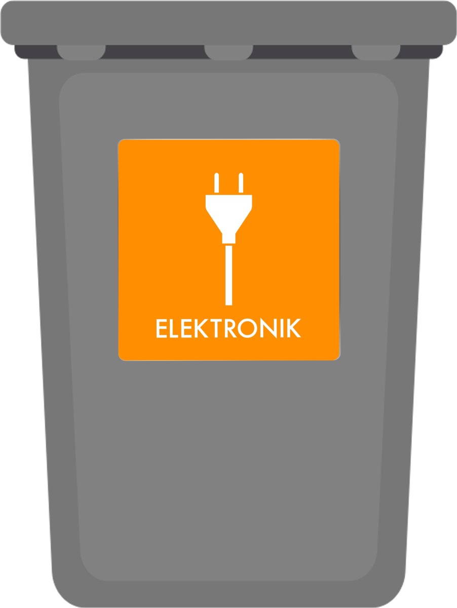 Affaldspiktogram udendørs 12x12cm alu, Elektronik