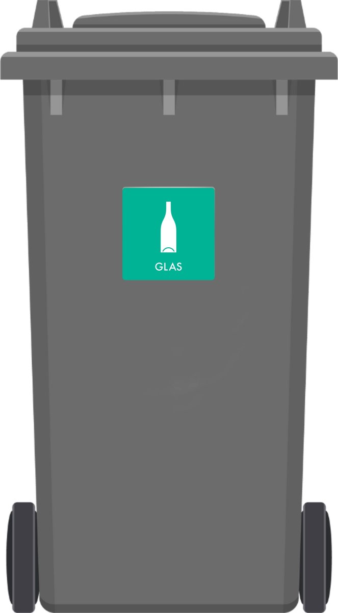 Affaldspiktogram udendørs 12x12cm alu, Glas