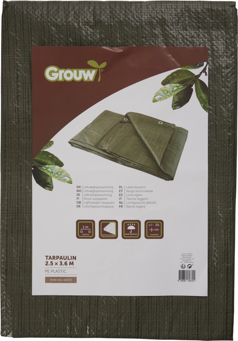 Grouw presenning, letvægt, 2,5 x 3,6 m.