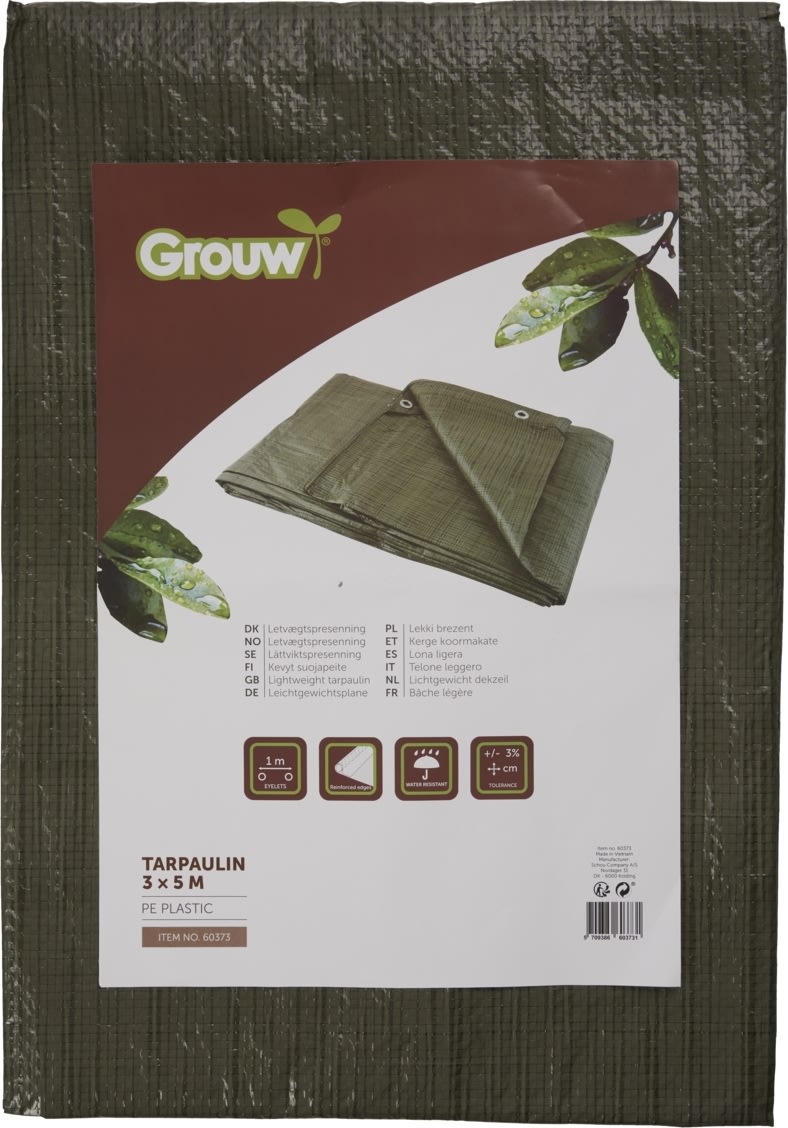 Grouw presenning, letvægt, 3 x 5 m.