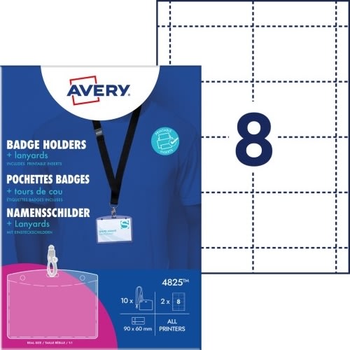 Avery 4825 Navneskilteholdere med nøglesnor
