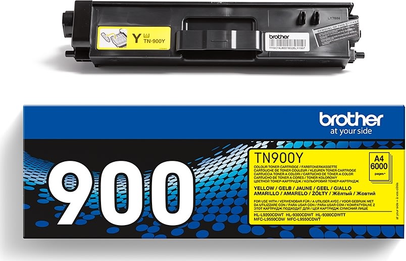 Brother TN900Y lasertoner, gul, 6000 s.