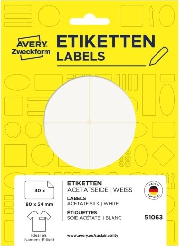 Avery 51063 navneskilte håndskrift, 80x54mm, silke
