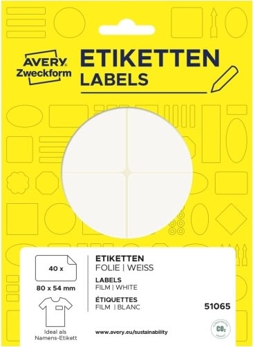 Avery 51065 navneskilte håndskrift 80x54 mm, folie