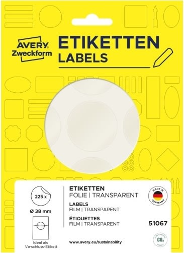 Avery 51067 Forseglingsetiketter, Ø38 mm, 225 stk.