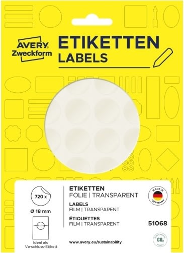 Avery 51068 Forseglingsetiketter, Ø18 mm, 720 stk.