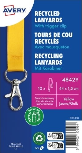 Avery 4842Y Nøglesnor, gul med karabinhage