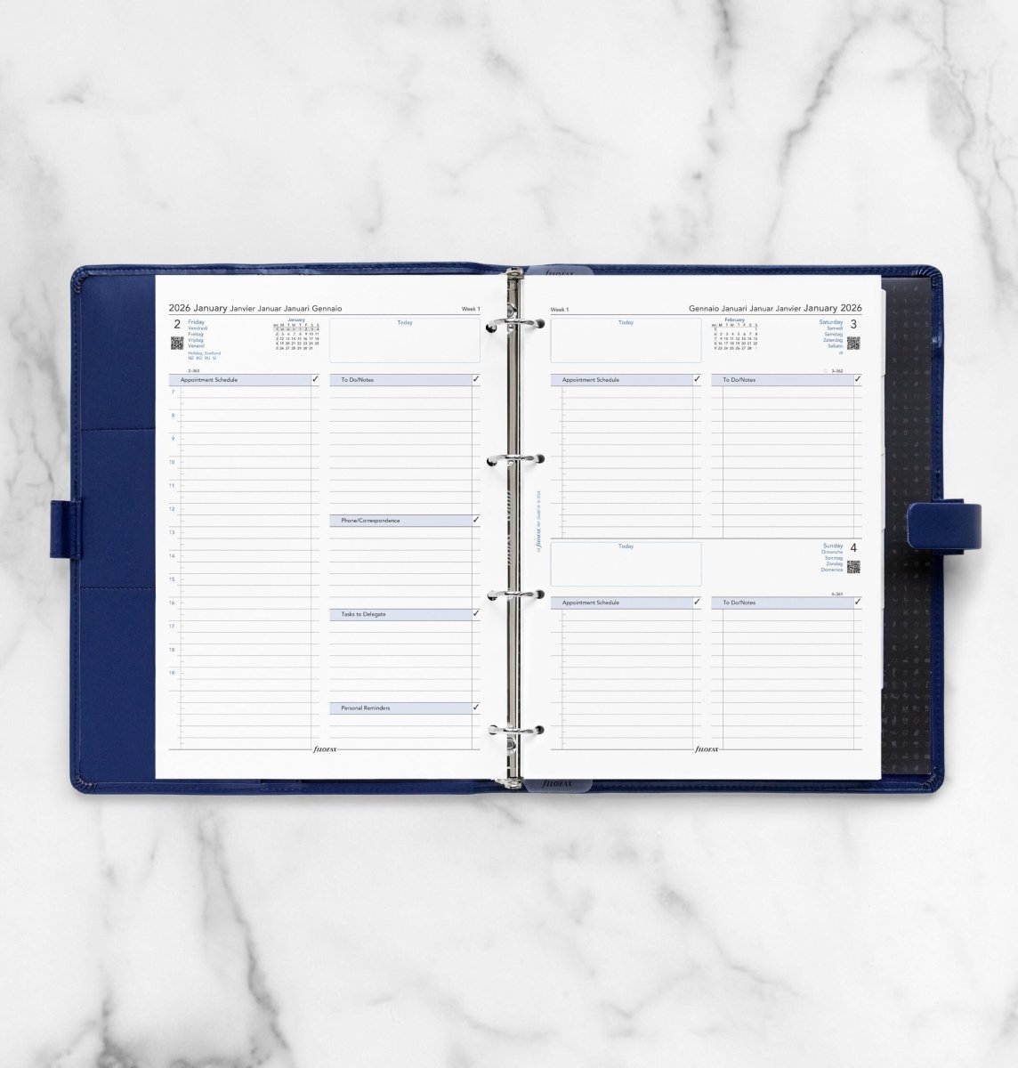 Filofax 2026 Refill | A4 | Dag | 5 sprog