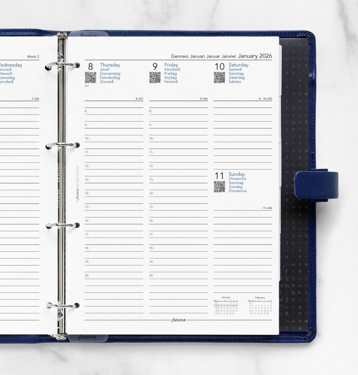 Filofax 2026 Refill | A4 | Uge | 5 sprog