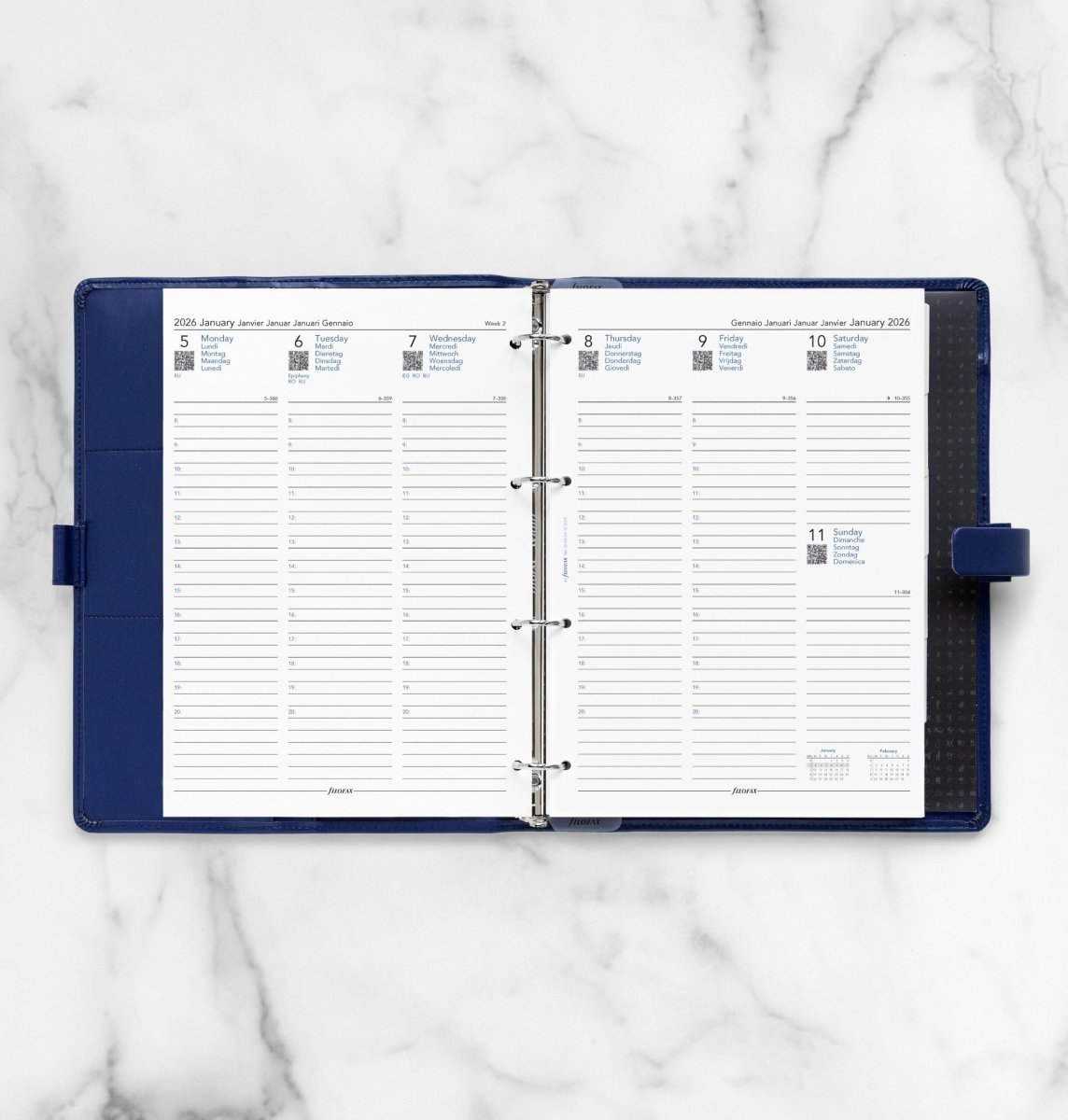 Filofax 2026 Refill | A4 | Uge | 5 sprog