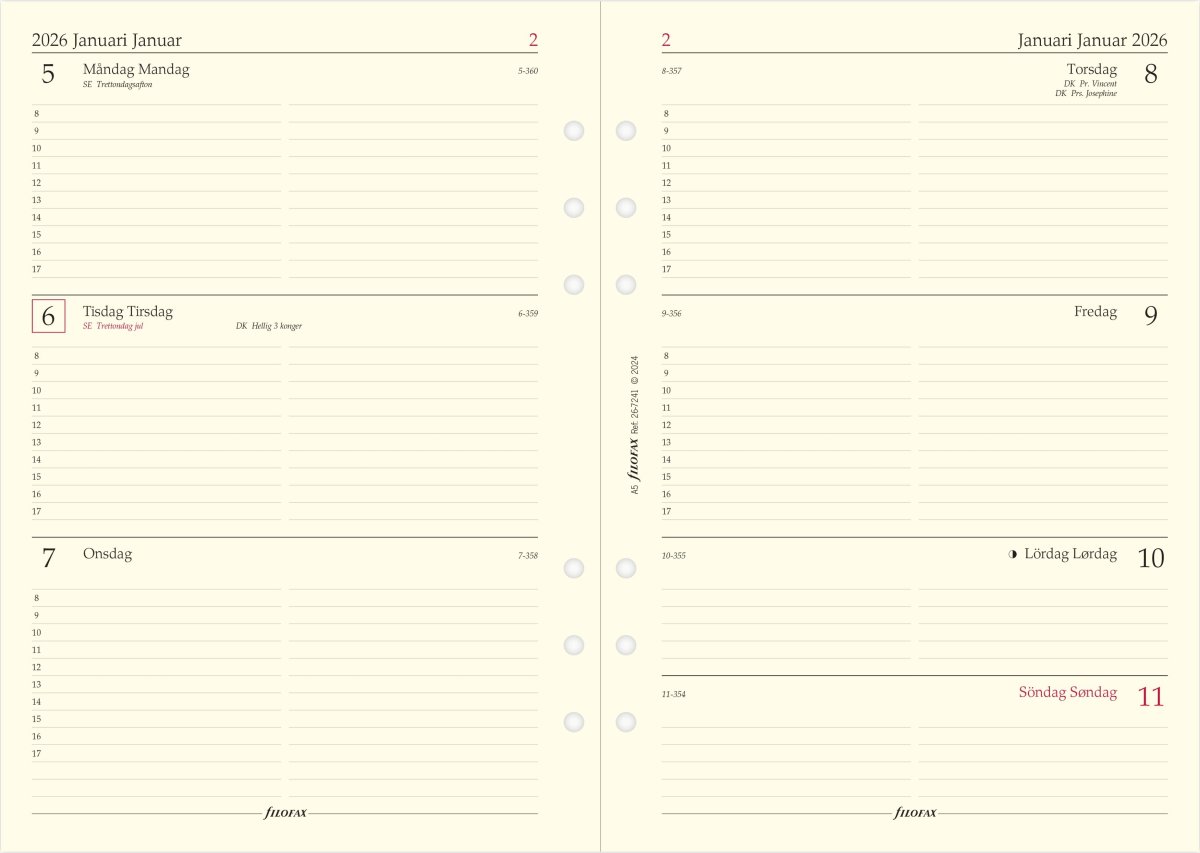 Filofax 2026 Refill | A5 | Uge