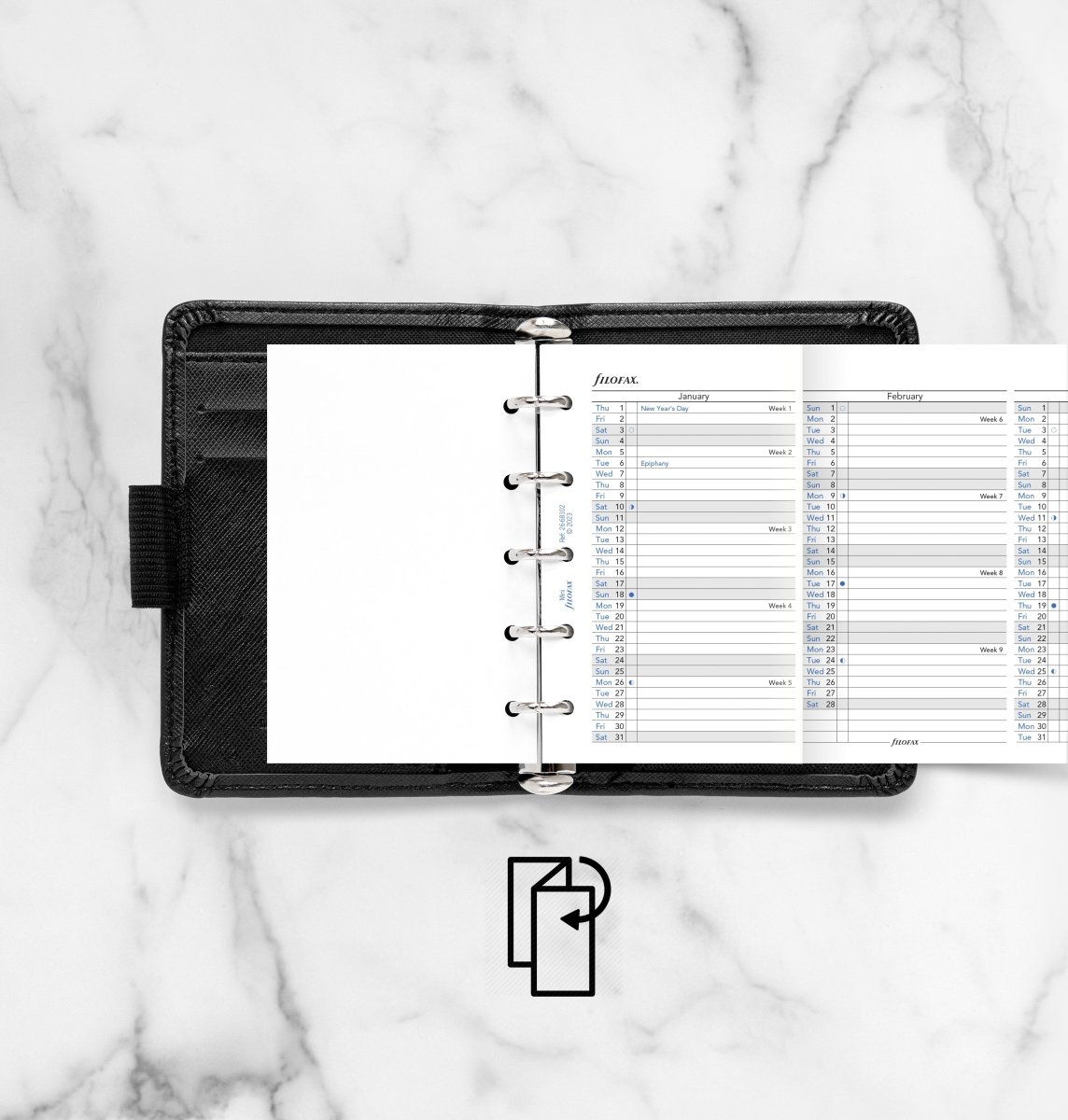 Filofax 2026 Refill | Mini | Årsplan | Engelsk