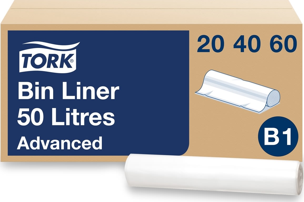 Tork B1 Affaldsposer, 50 L, Klar