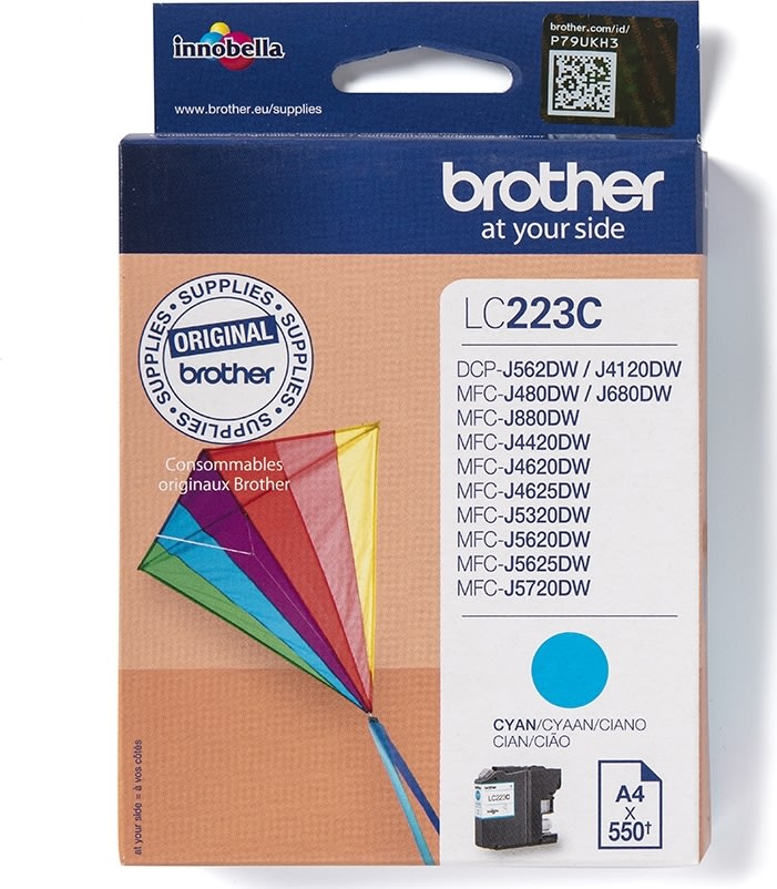 Brother LC223C blækpatron, cyan, 550s