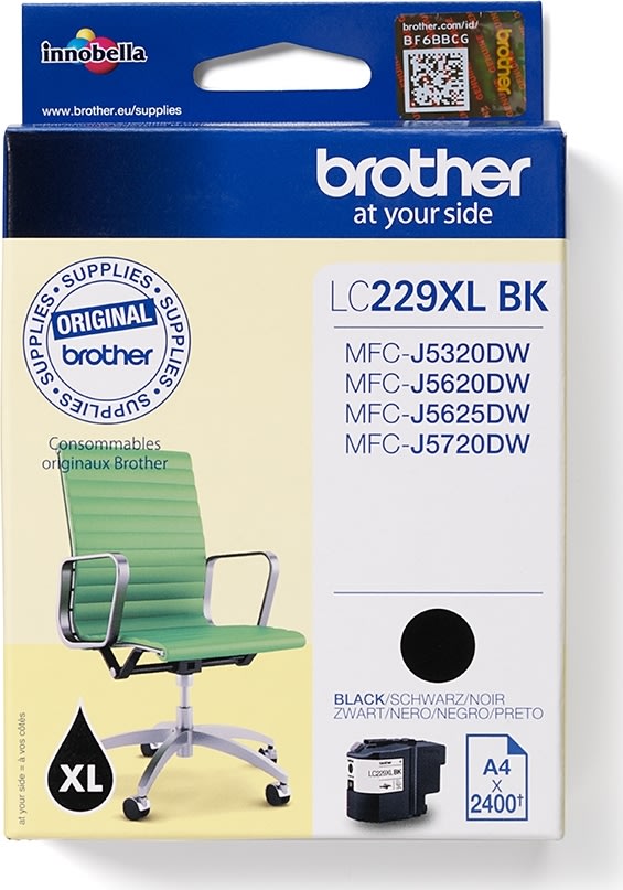 Brother LC229XLBK blækpatron, sort, 2400s