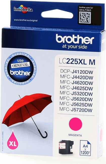 Brother LC225XLM blækpatron, magenta, 1200s