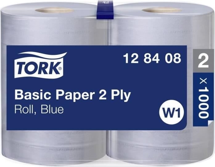 Tork W1 Basic Aftørringspapir, Blå, 2-lag