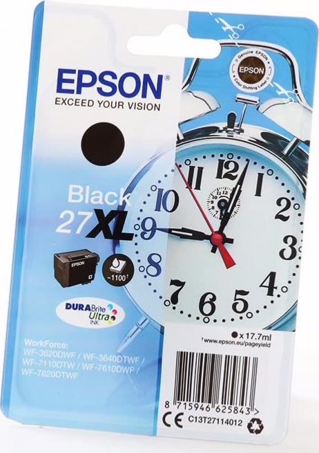 Epson 27XL blækpatron, sort, 1100 s.