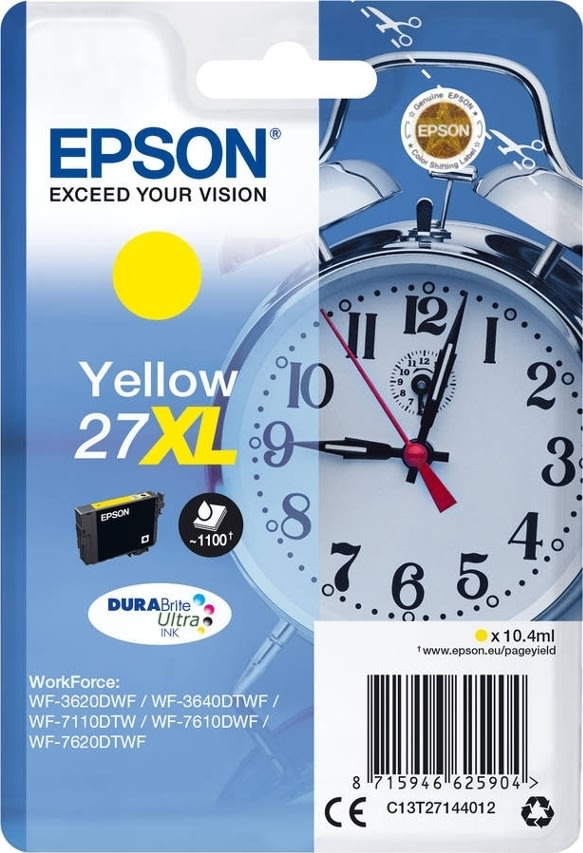 Epson 27XL blækpatron, gul, 1100 s.