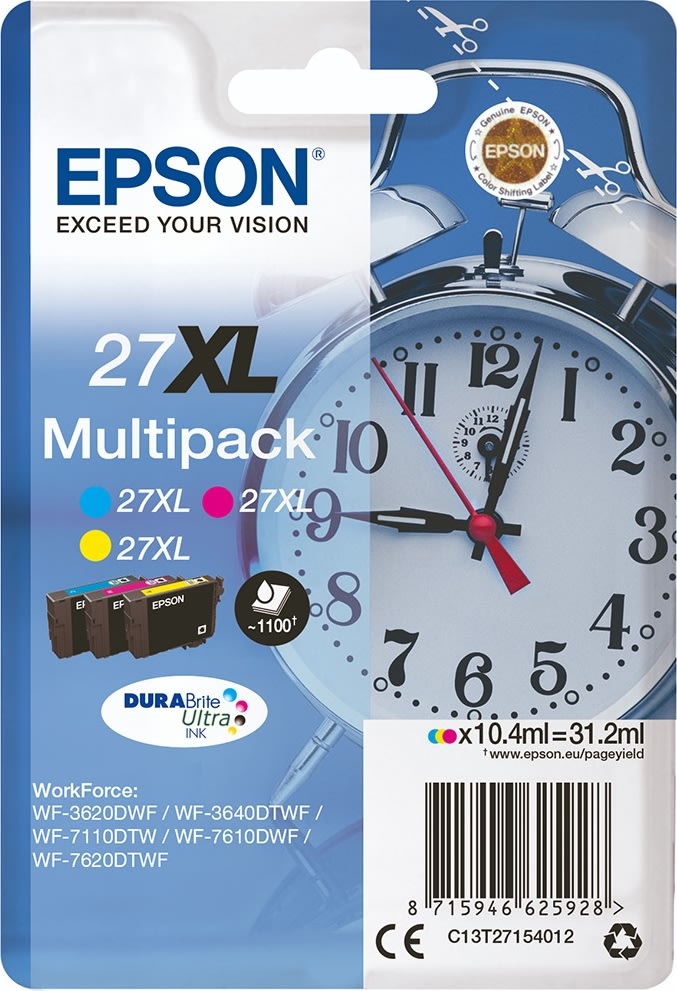 Epson 27XL blækpatron, 3-farver, 1100 s.