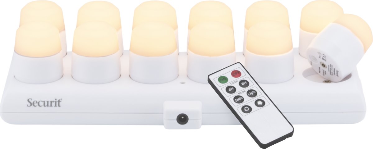 Securit® Amsterdam LED fyrfadslys, 12 stk., hvid