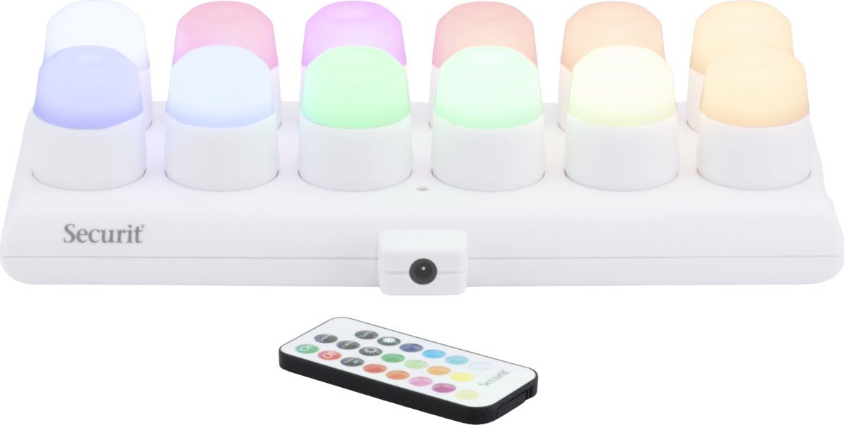Securit® Amsterdam LED fyrfadslys, 12 stk., multi