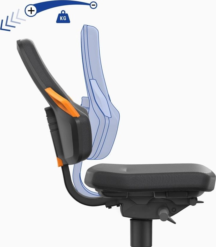 Nexxit Arbejdsstol, sort/blå, Duotec, fodring