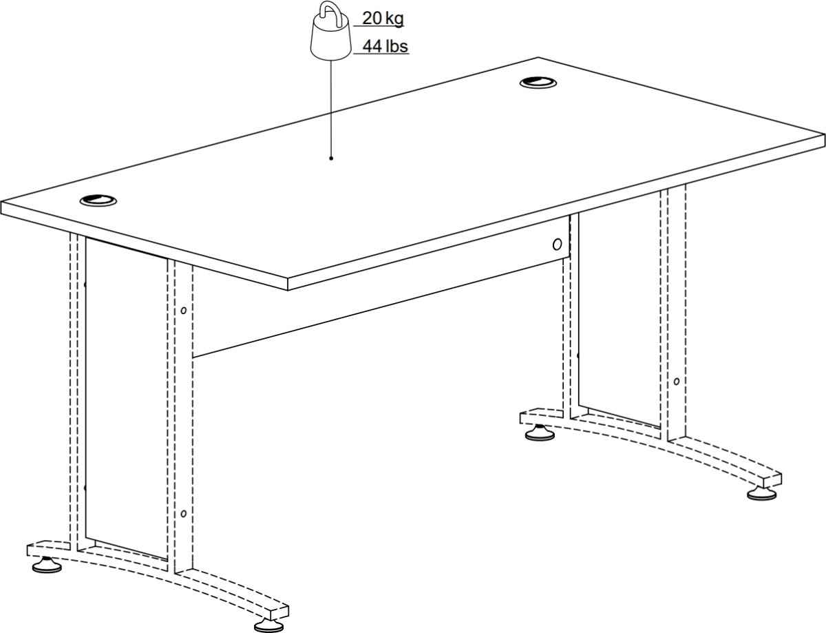 BudgetLine skrivebordsplade, 150x80 cm, sort
