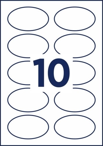 Avery J4882-20 Navneskilte, Oval 85x50mm, 200 stk.
