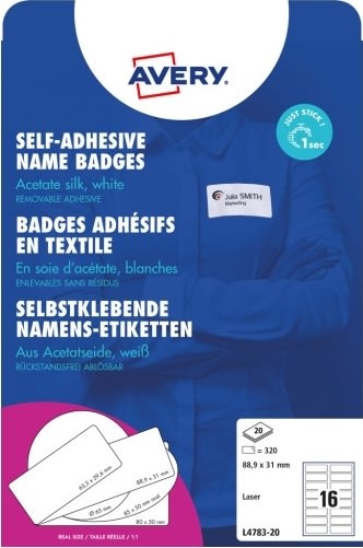 Avery Zweckform L4783-20 Navnebadges, 88,9 x 31 mm