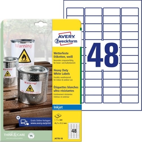 Avery holdbare etiketter | 45,7x21,2 mm | 480 stk.