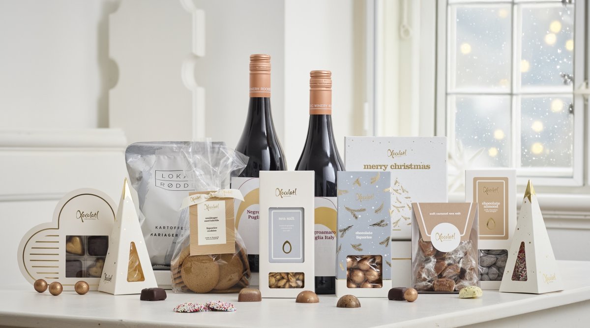Xocolatl Mellem Gavepakke m. Chokolade & 2 Vin