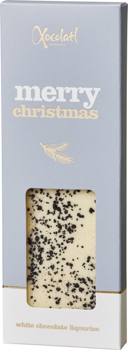 Xocolatl Merry Christmas Hvid Choko/Lakrids, 50g