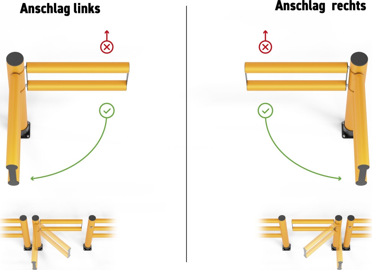 Rack-Mammut svingport stop, venstre, 110 x 100 cm