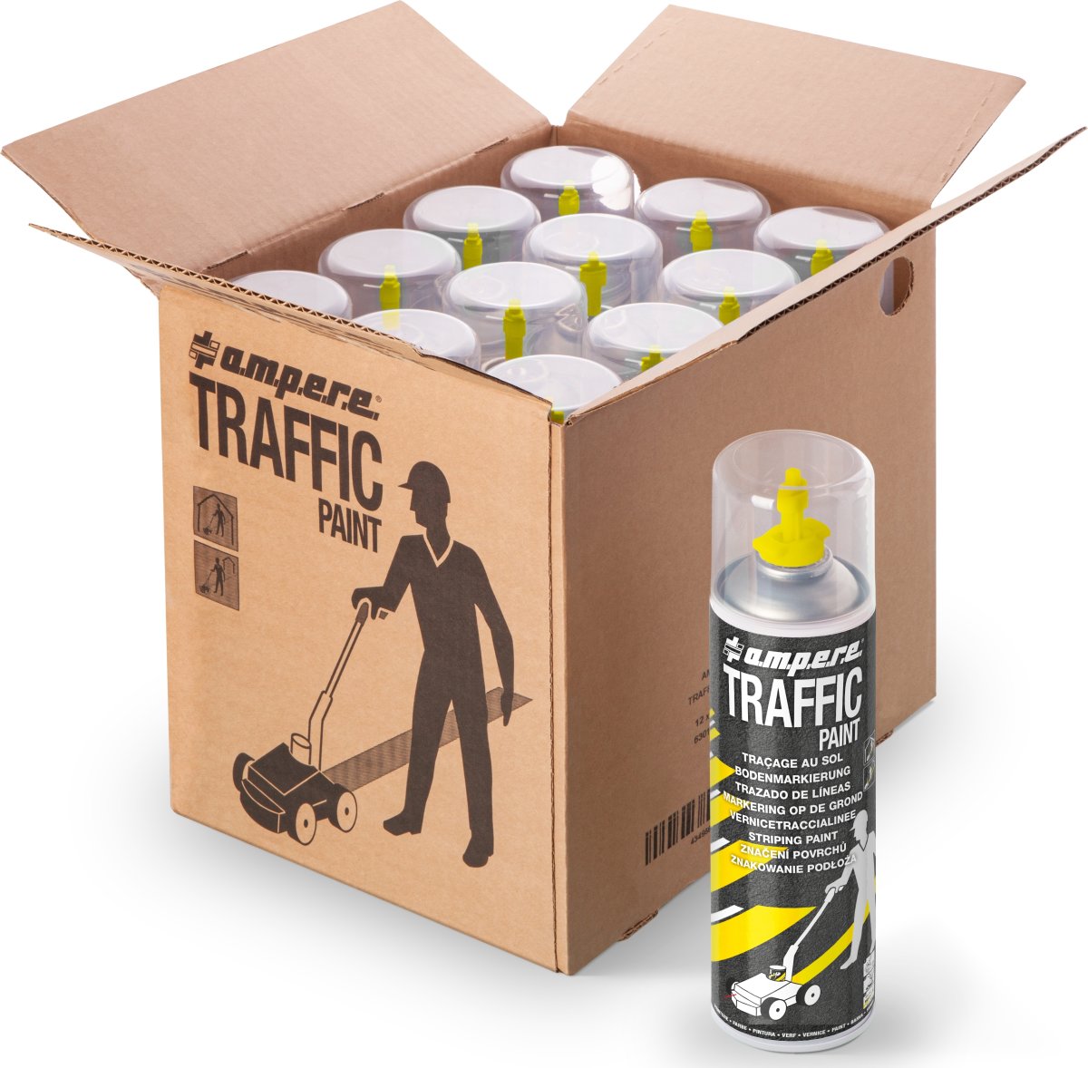 Traffic gulvmarkeringsmaling, 500ml, gul