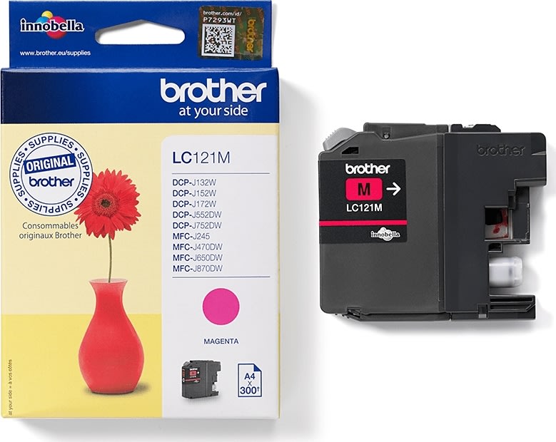 Brother LC121M blækpatron, rød, 300 sider