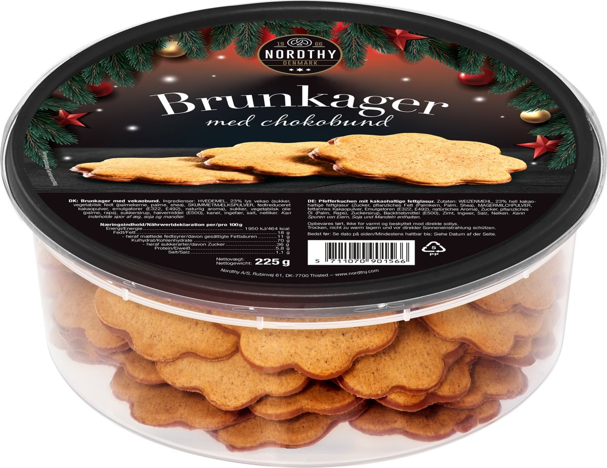 Nordthy Brunkager m. Chokoladebund, 225g