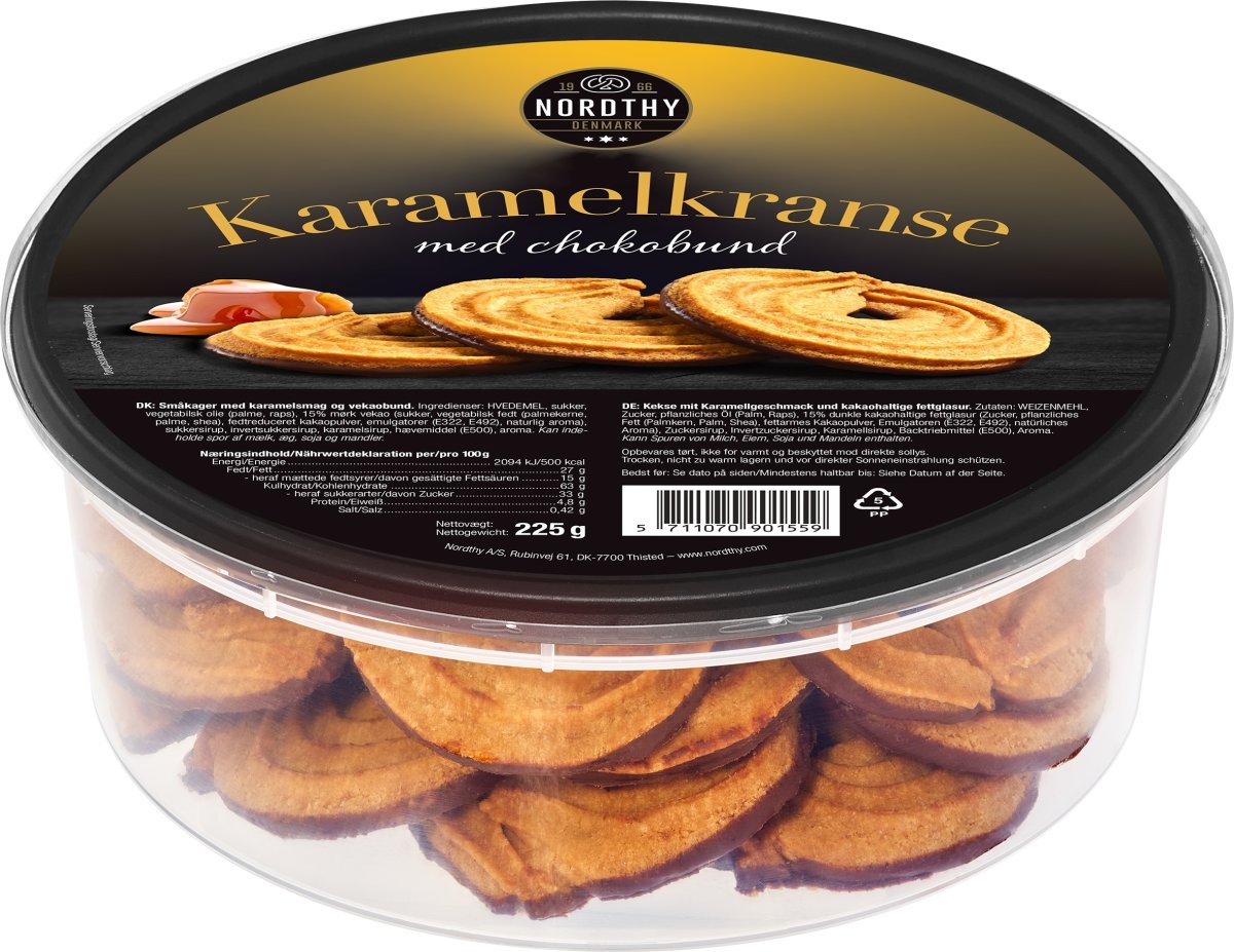 Nordthy Karamelkranse m. Chokoladebund, 225g