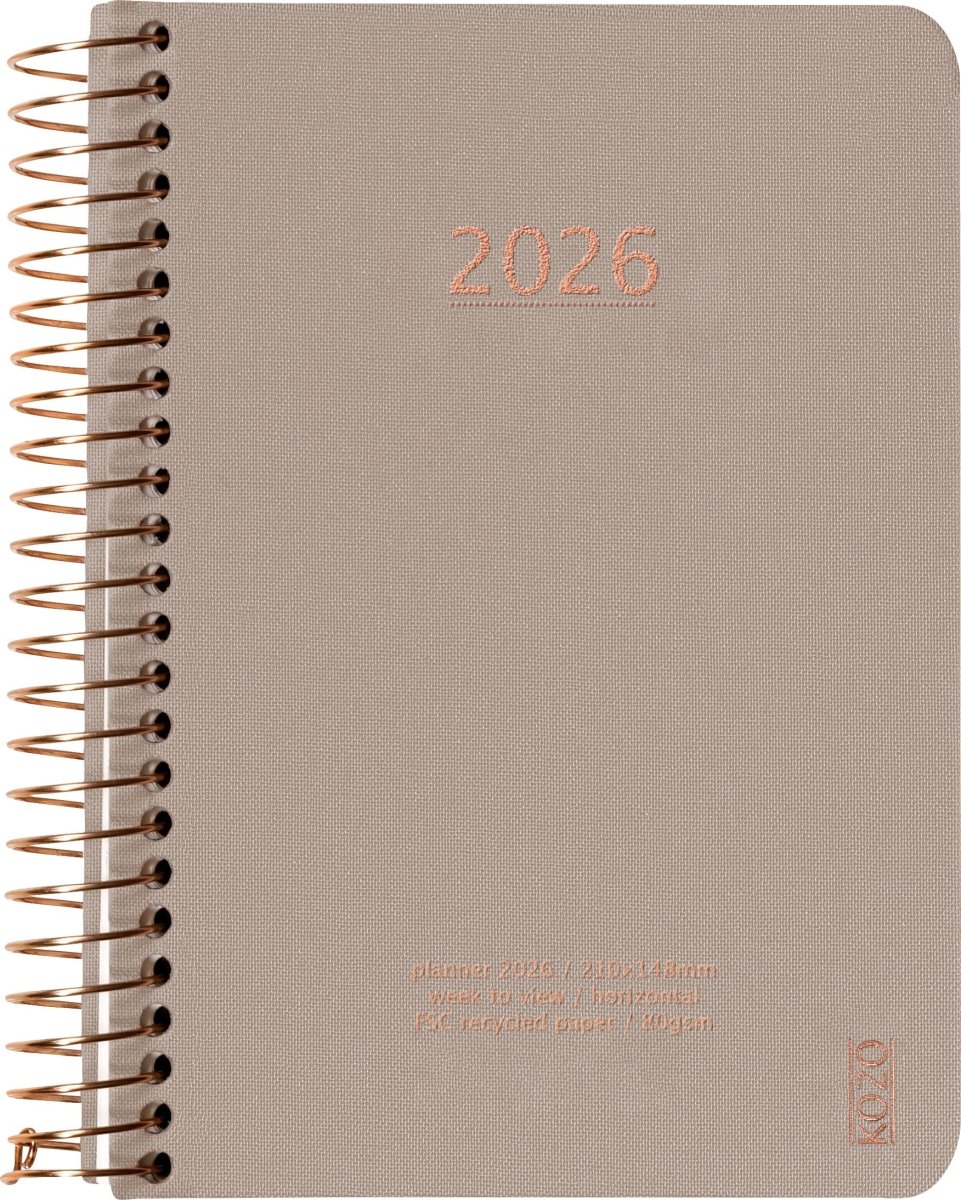 Kozo 2026 Kalender | A6 | Uge | Sand