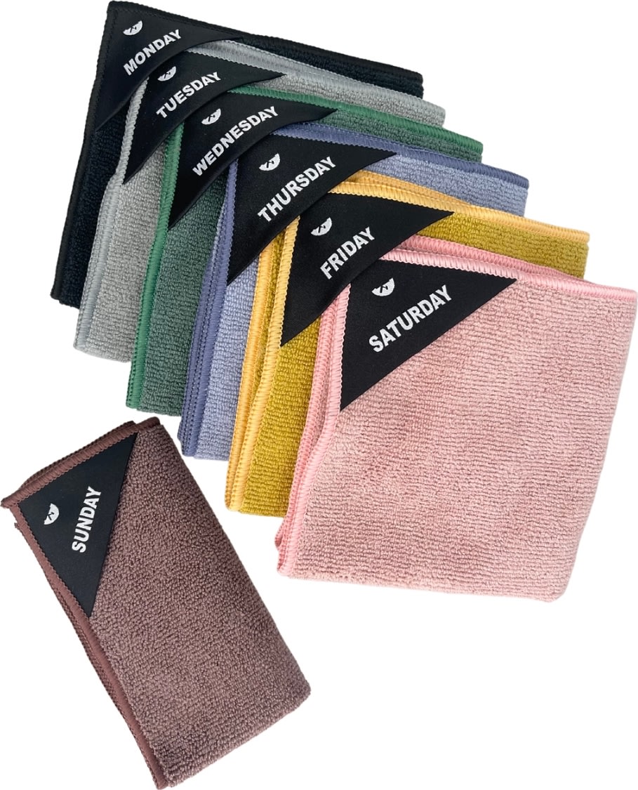 Klud microfiberklude 7 ugedage, 30x30cm, multi