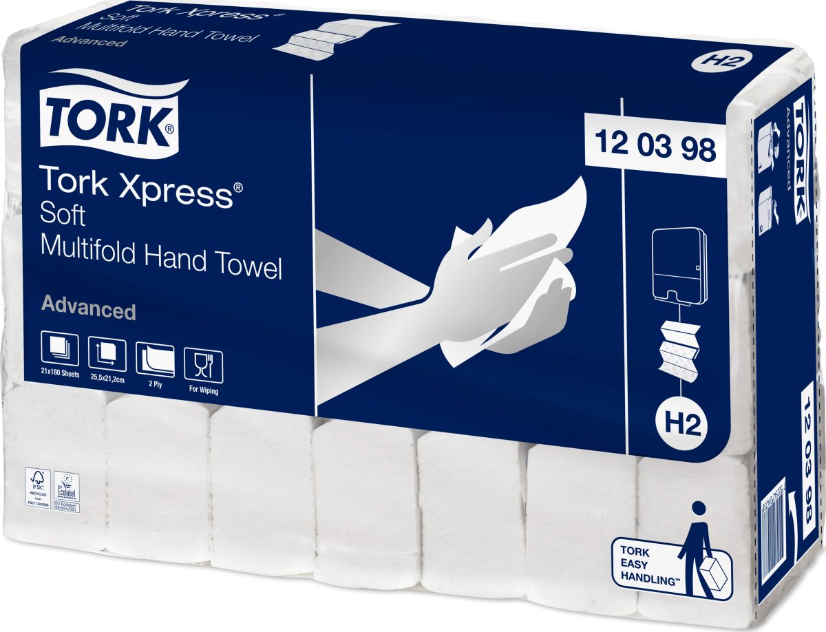 Tork H2 Xpress Advanced Håndklædeark 3-fold, 21 pk