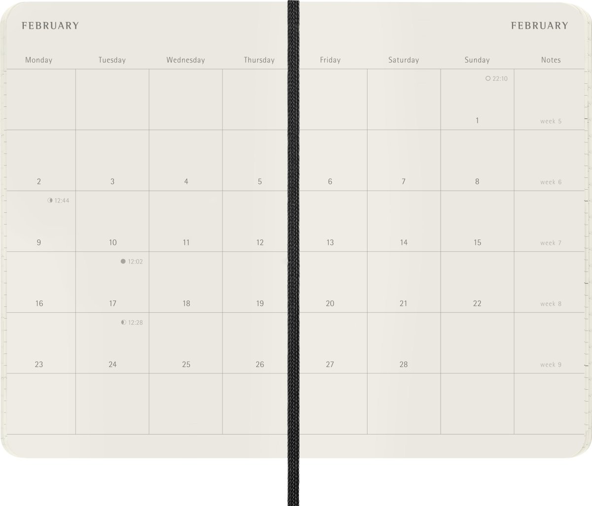 Moleskine 2026 Kalender | S | Måned | Poc.