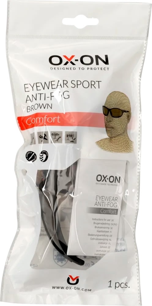 OX-ON Sikkerhedsbrille Sport Anti-Fog Comfort,Brun