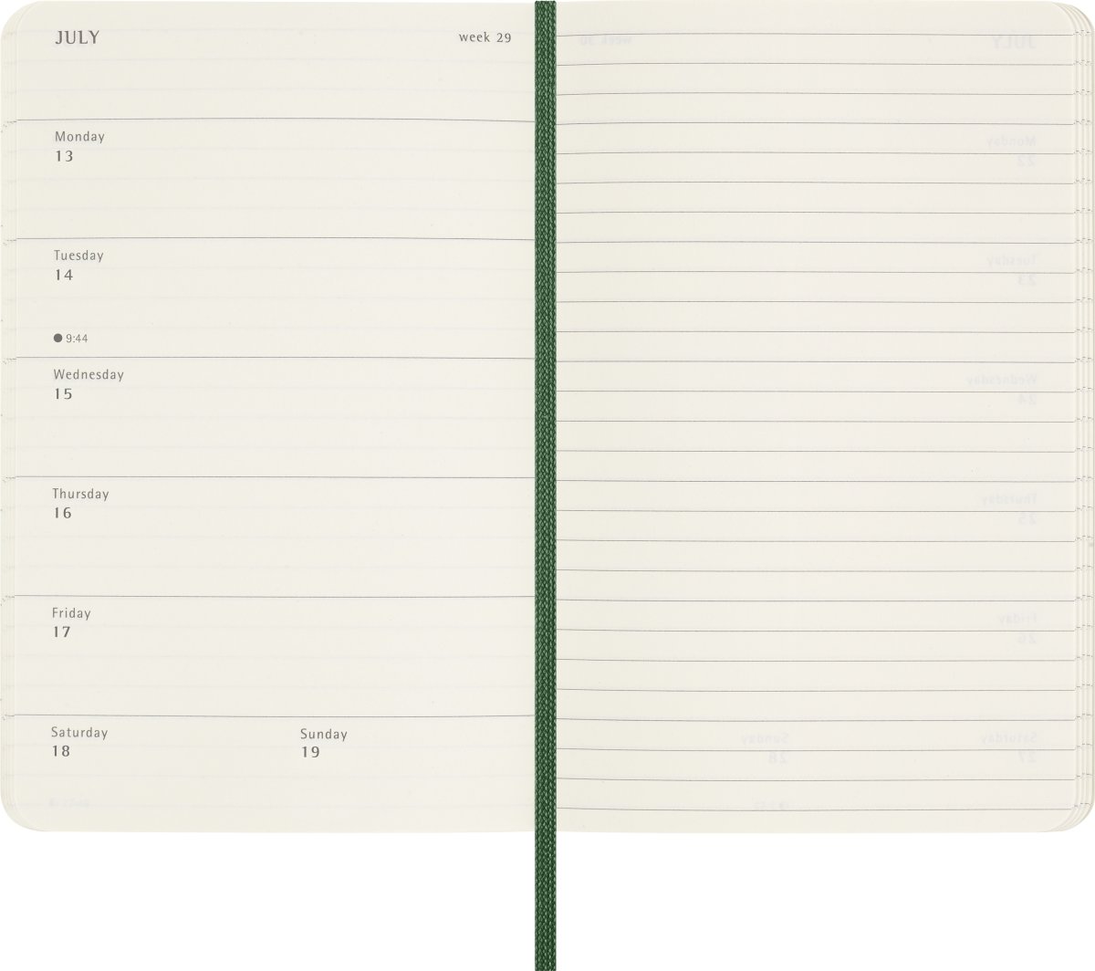 Moleskine 2026 Kalender | S | Uge | Poc. | Grøn